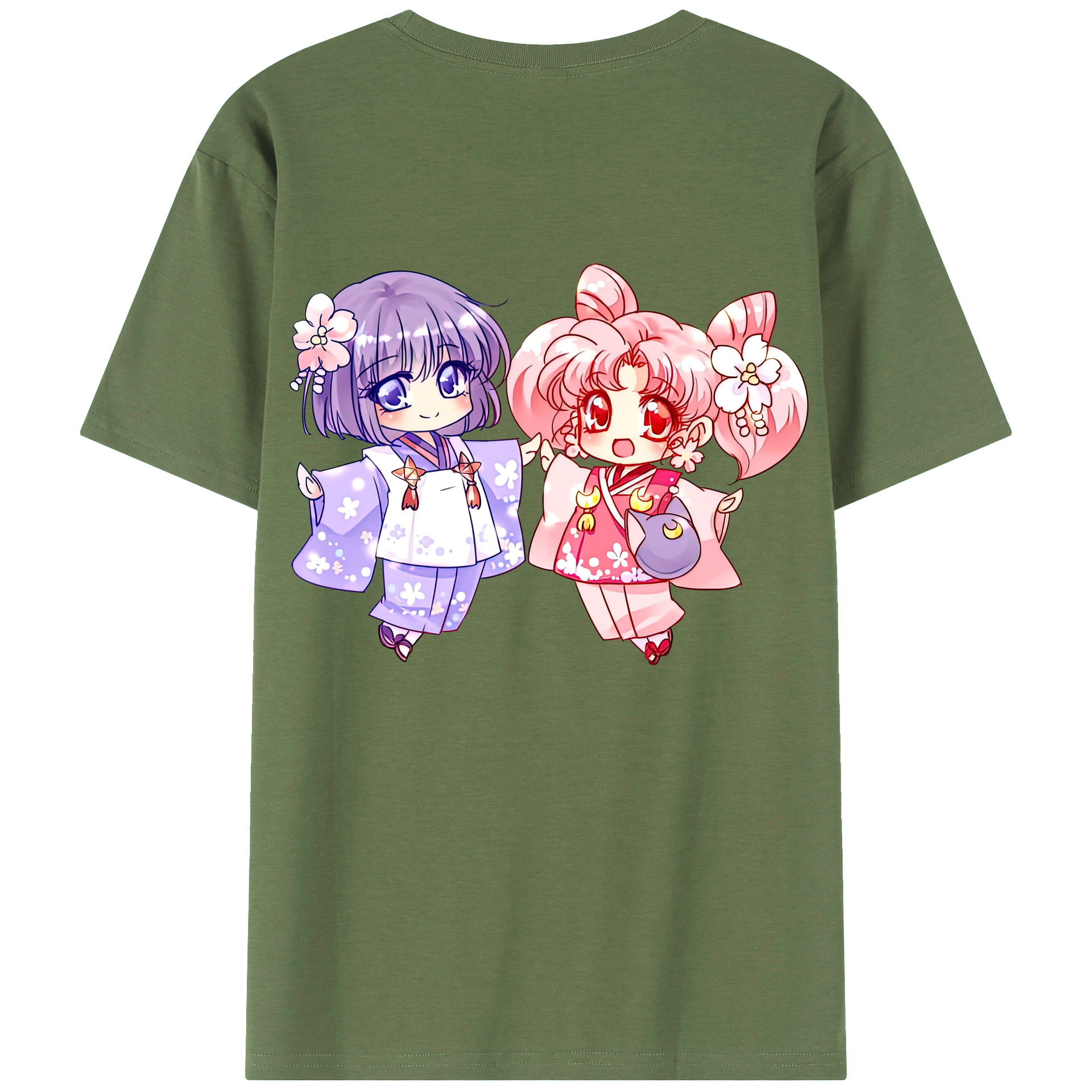 （画像用） 美少女戦士セーラームーン ちびうさ Sailor Moon Chibiusa Tsukino Usagi Small Lady Serenity 綿100％ メンズ半袖Tシャツ（バックプリント） 通気性